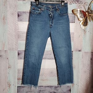 Levi's 501 Unisex Button Fly Cropped Denim Jeans Sz 29 Waist 623